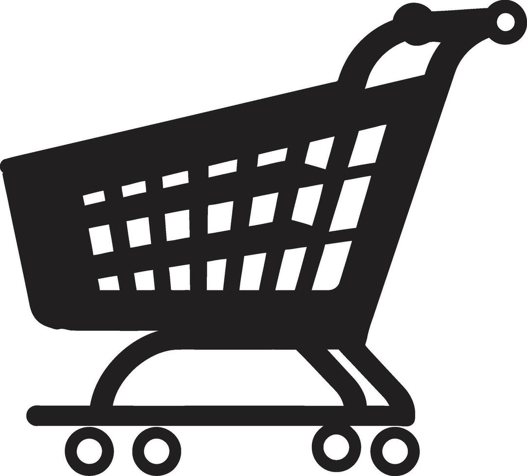 Shop Serenity Elegant Black with Shopping Trolley Elegance in Every Aisle Black Shopping Trolley Emblem in vector