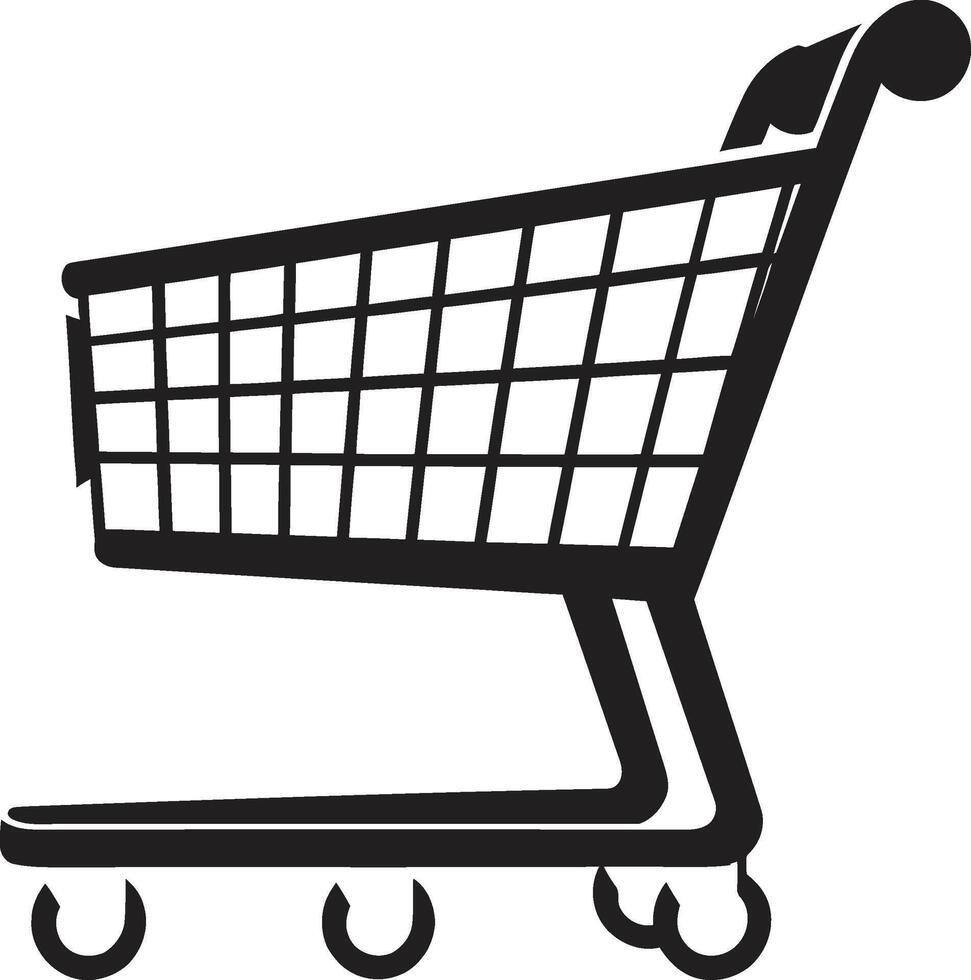 Cart Couture Sleek Black Shopping Trolley in Retail Royalty Monochromatic Depicting Black Shopping Trolley in vector