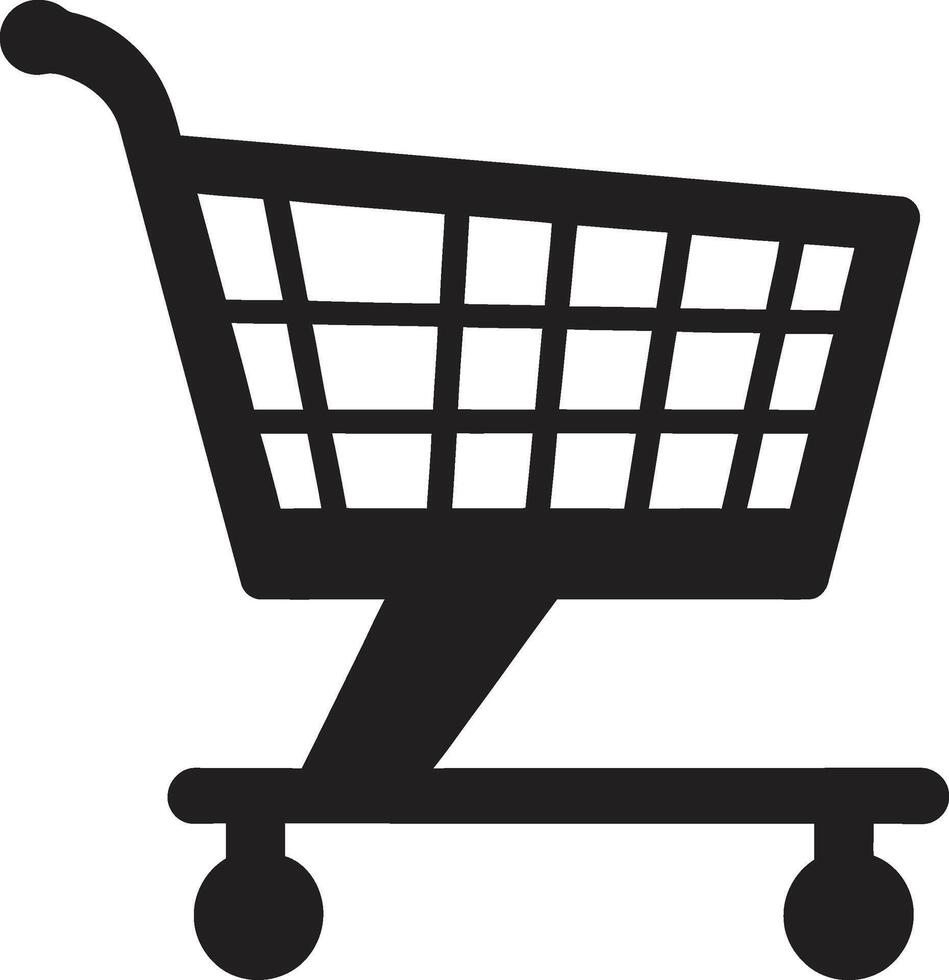 Retail Royalty Monochromatic Shopping Trolley in Basket Ballet Black Emblem with Shopping Trolley Dance vector