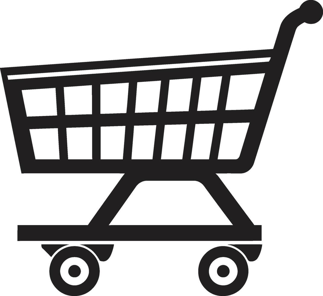 Market Melody Showcasing Shopping Trolley in Black Cart Couture Sleek Black Shopping Trolley in vector