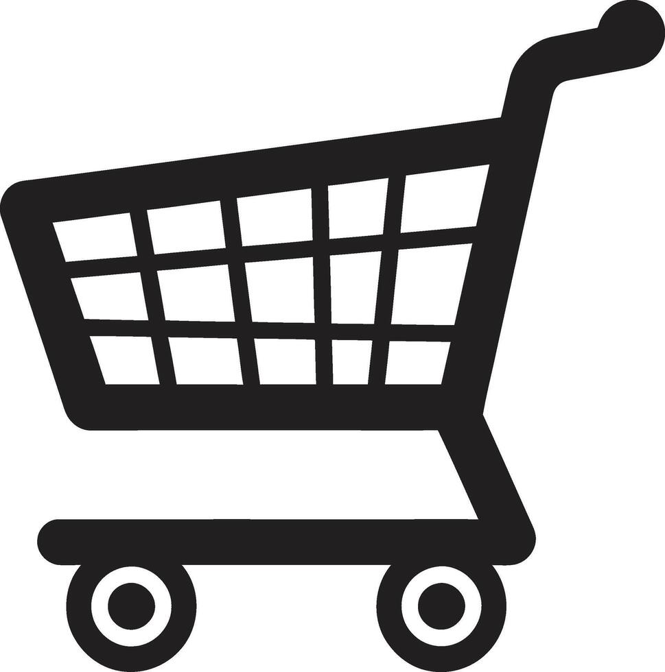 Sleek Shopping Symphony Elegant Black Trolley in Cartographic Charm Black Emblem Featuring Shopping Trolley vector