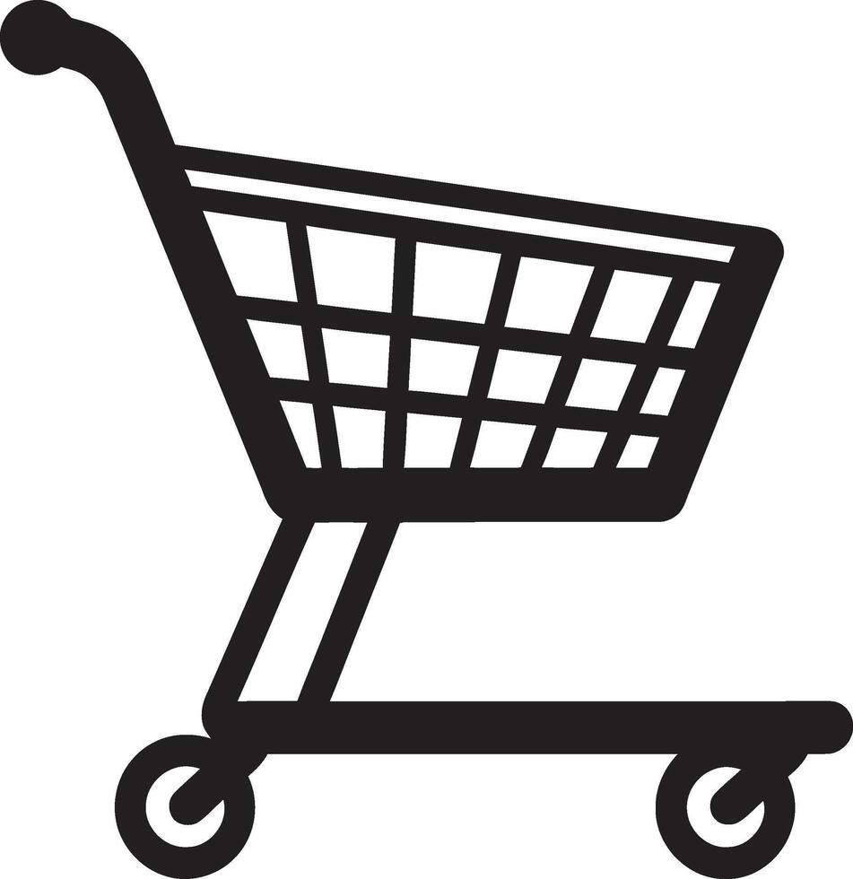 Cart Couture Sleek Black Shopping Trolley in Retail Royalty Monochromatic Depicting Black Shopping Trolley in vector