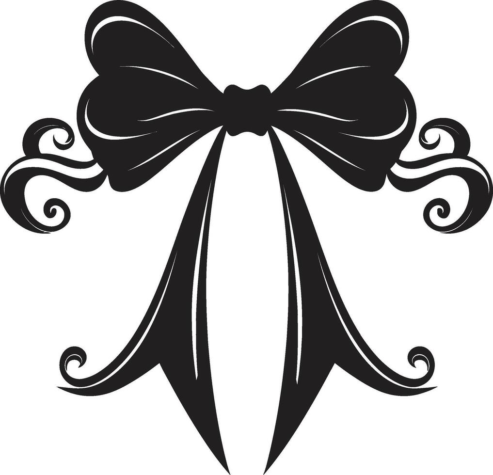 Celestial Cascade Ribboned Elegance Whispers of Euphoria Tied Bow Emblem vector