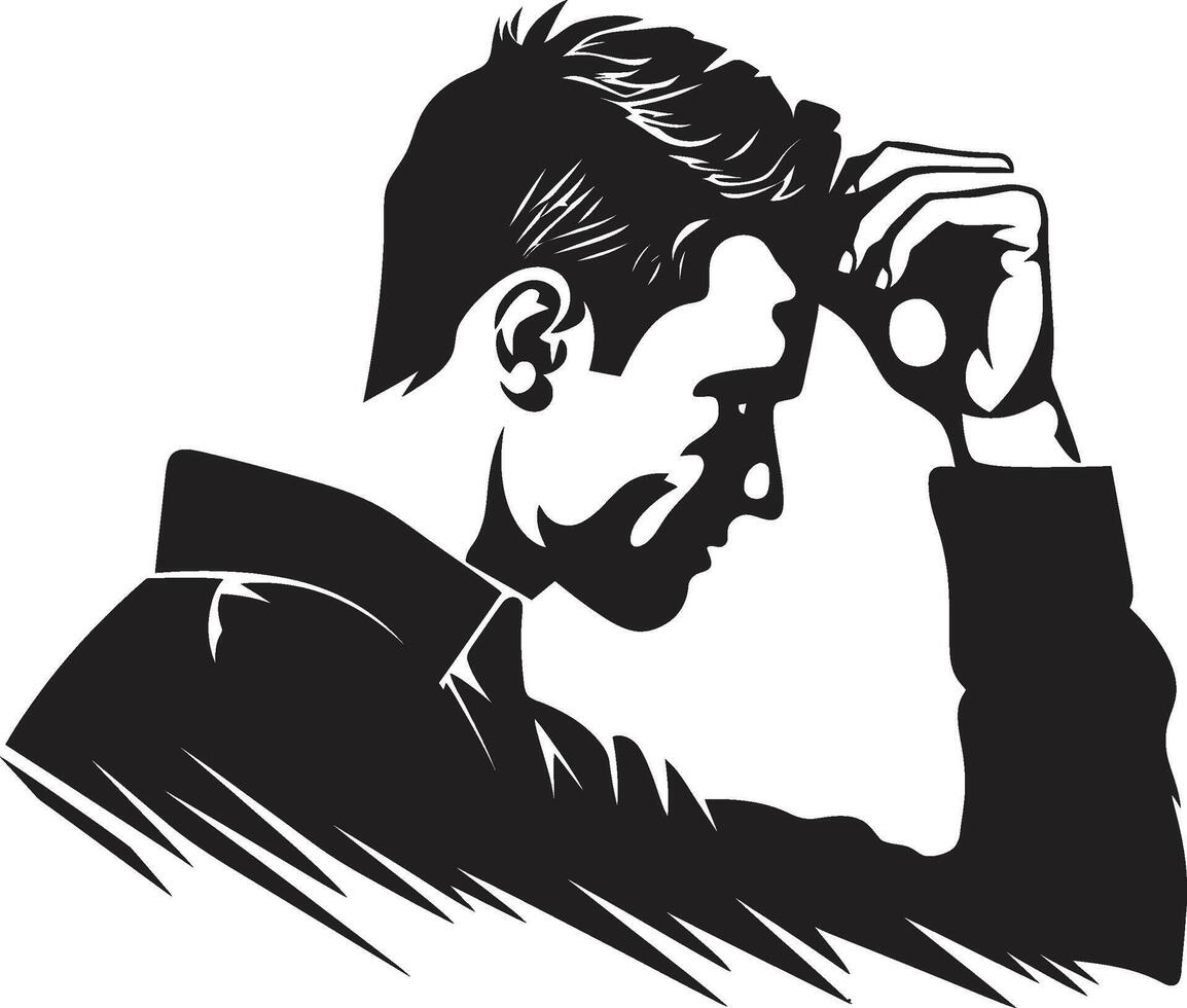 Bewildering Blues Scratching Head Thought Twister Depressed Man in vector