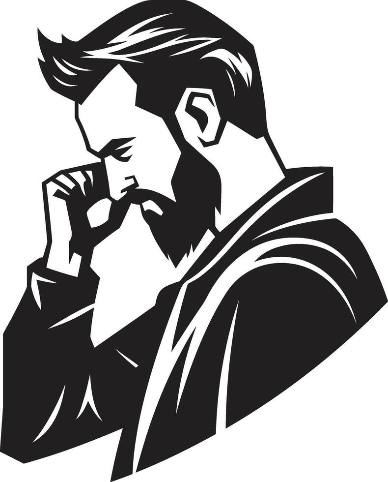 Mental Meltdown Emblem of a Perplexed Individual Bewildering Blues Scratching Head vector