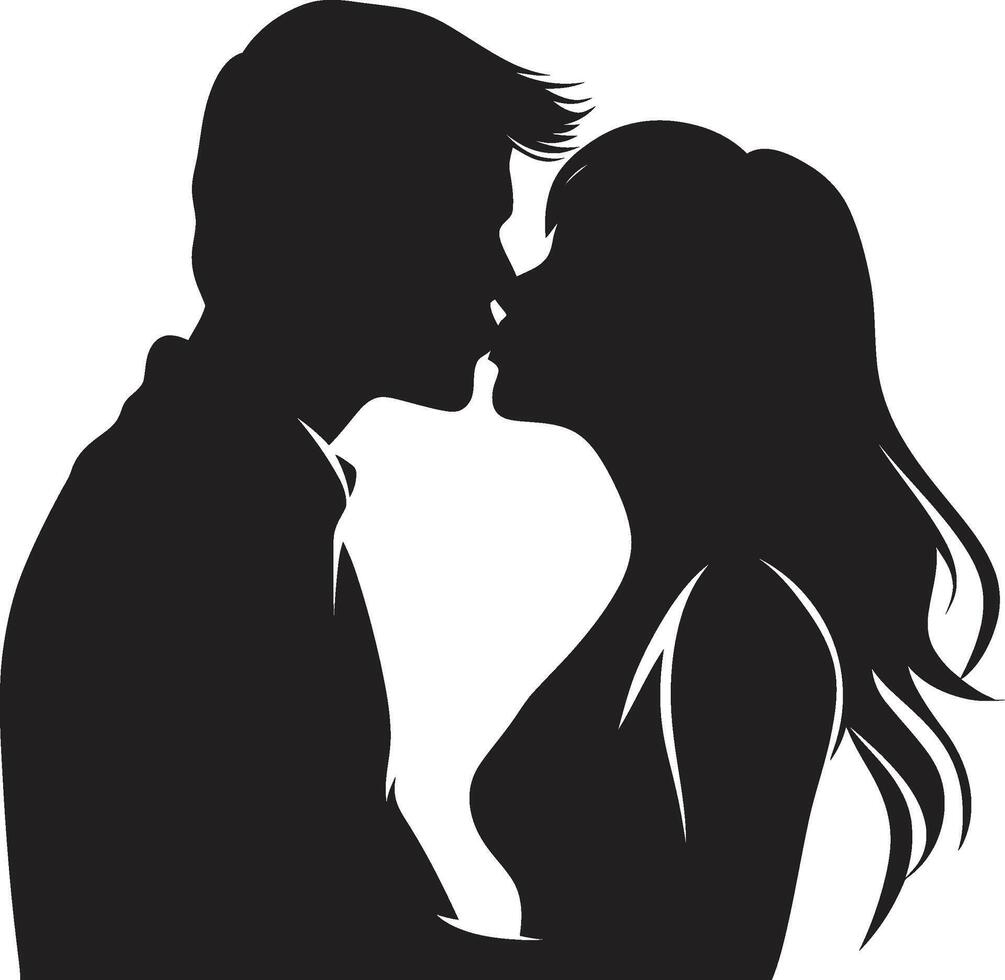 Passionate Fusion ic Kiss Emblem Tender Moments Loving Couple vector