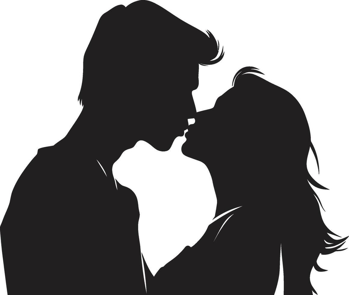 Infinite Affection Couple Kissing Emblem Sweet Connection of Romantic Kiss vector