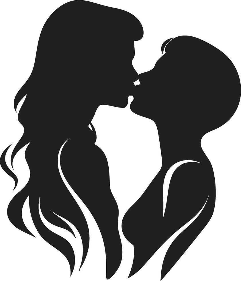 Whispering Hearts of Tender Embrace Celestial Kiss Loving Couple vector