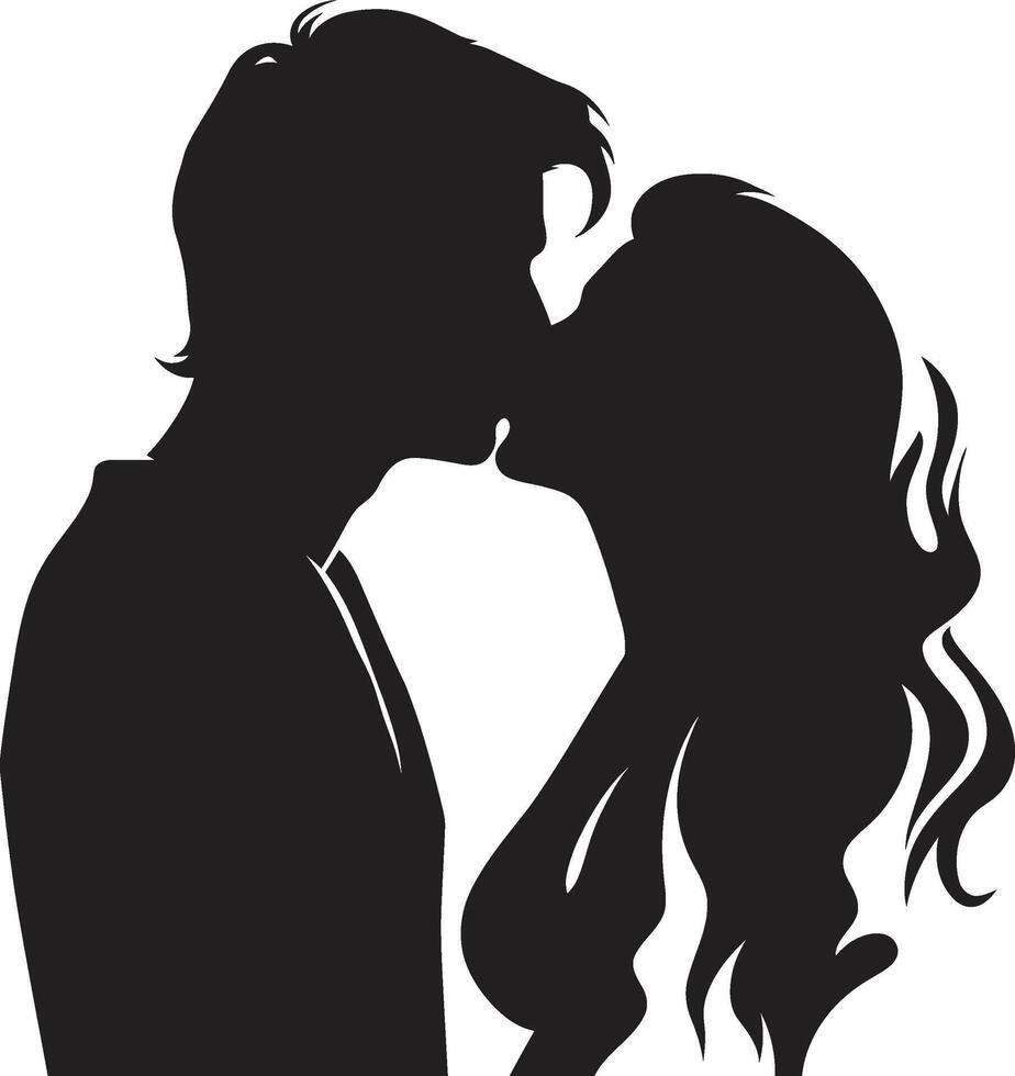 Eternity in Embrace Kissing Couple Amorous Harmony Emblem of Intimate Connection vector