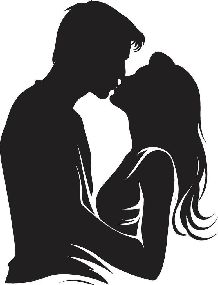 Amorous Whispers Emblem of Intimate Kiss Tender Unity Loving Couple vector
