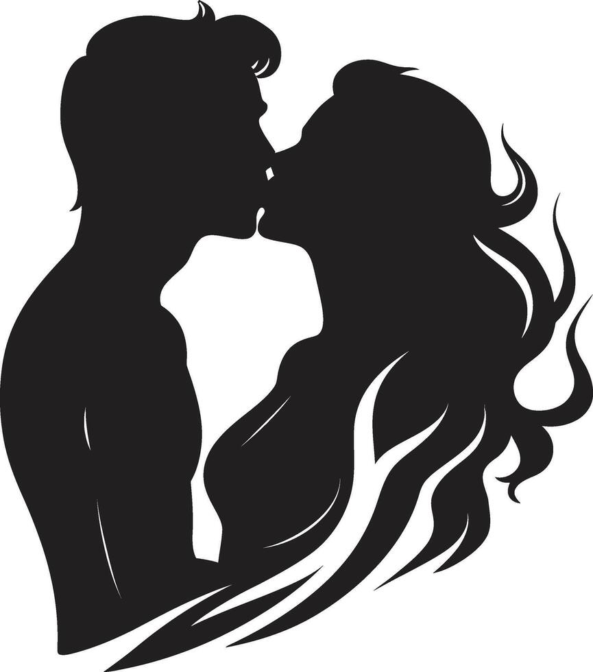 Infinite Love Affair Duo Devotion Duet Emblem of Affectionate Kiss vector