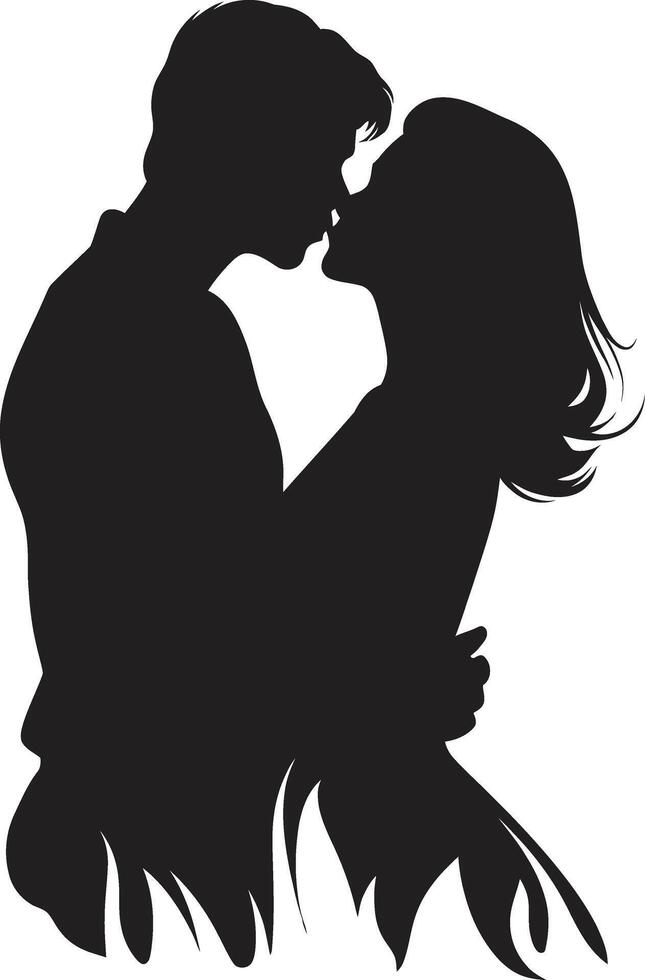 Passionate Harmony Kissing Couple Emblem Whispered Promises of Passionate Kiss vector