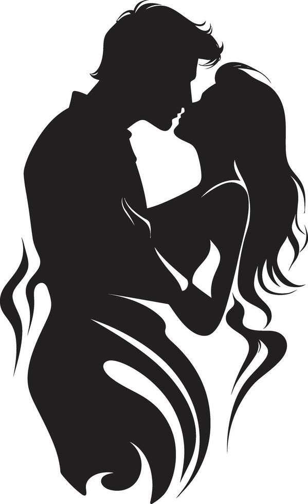 Passionate Symphony of Tender Kiss Infinite Tenderness Emblem of Kissing Couple vector