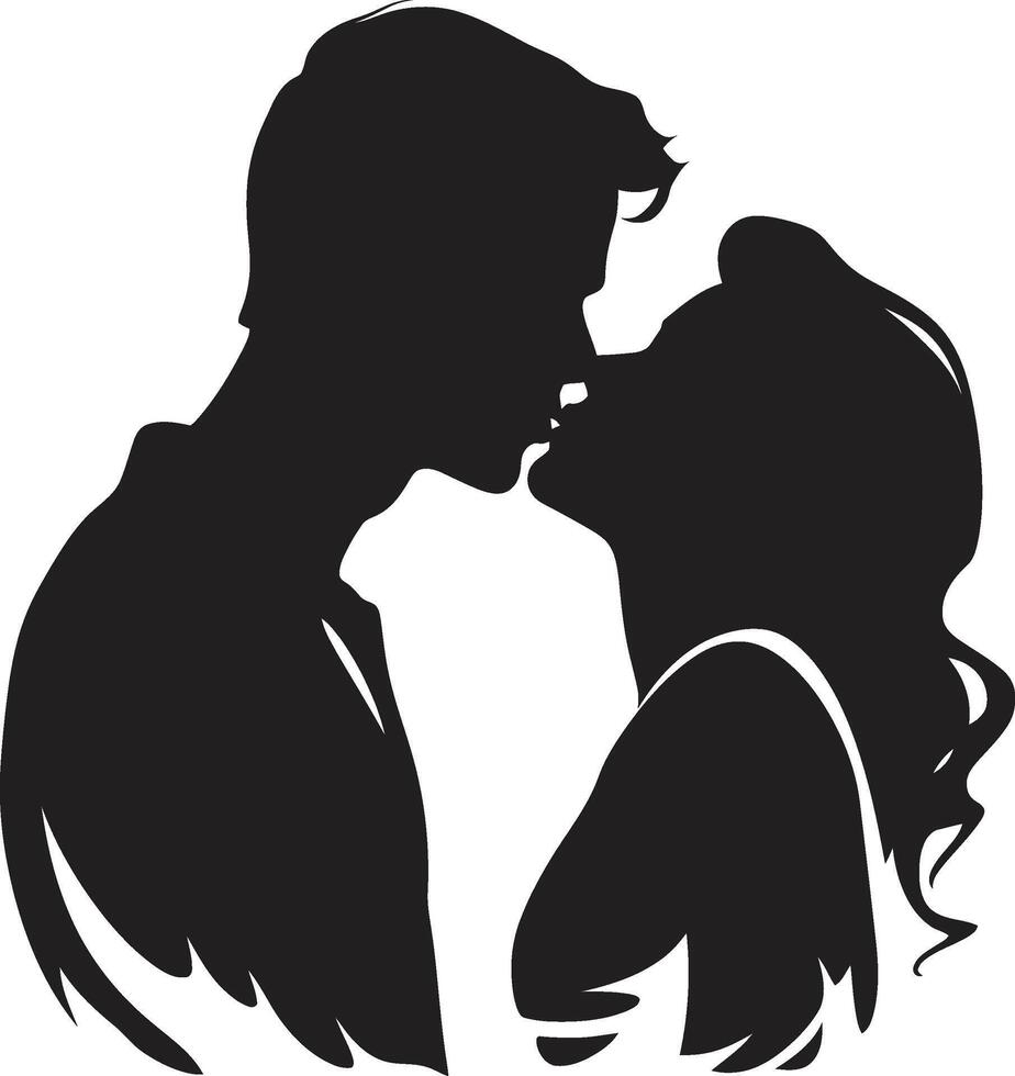 íntimo susurros de romántico Beso interminable pasión amoroso dúo emblema vector