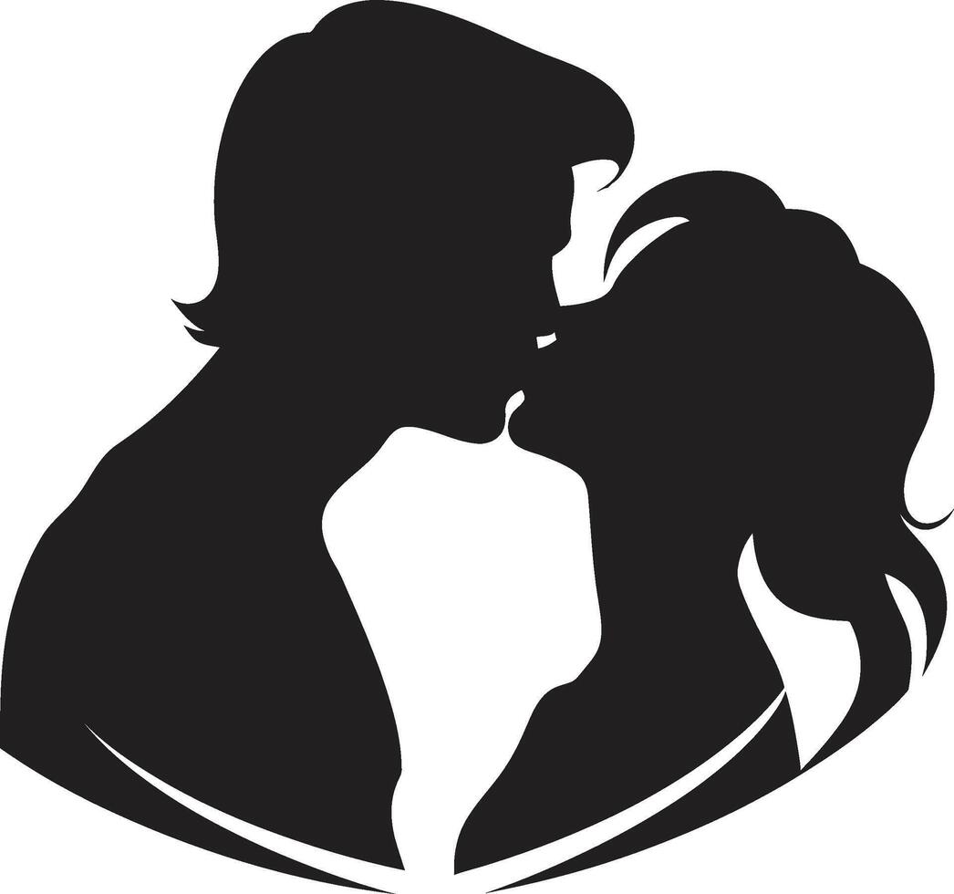 Intimate Harmony ic Kissing Couple Emblem Celestial Kiss of Passionate Kiss vector