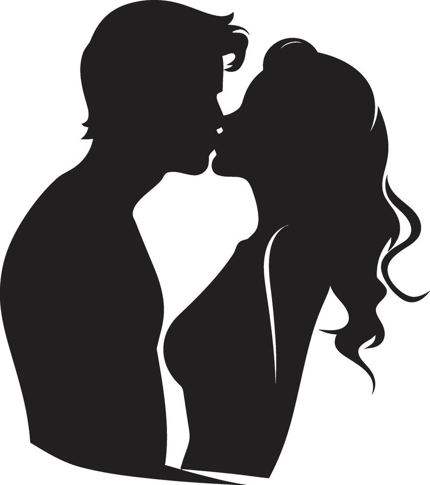 Enchanted Affection ic Kissing Couple Emblem Whispered Promises Loving Couple in vector