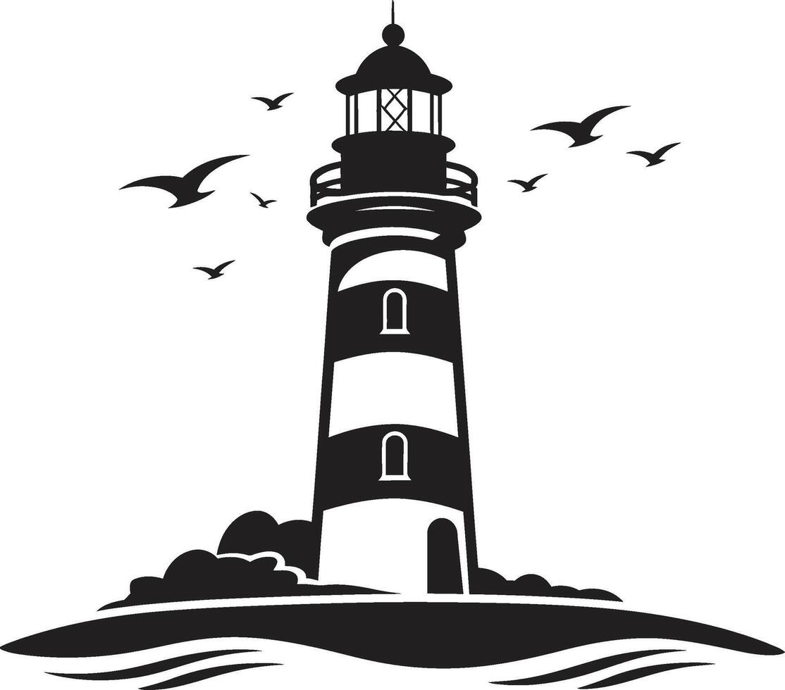 Seafarers Illumination of Lighthouse Illuminated Horizon Crest Coastal Lighthouse vector