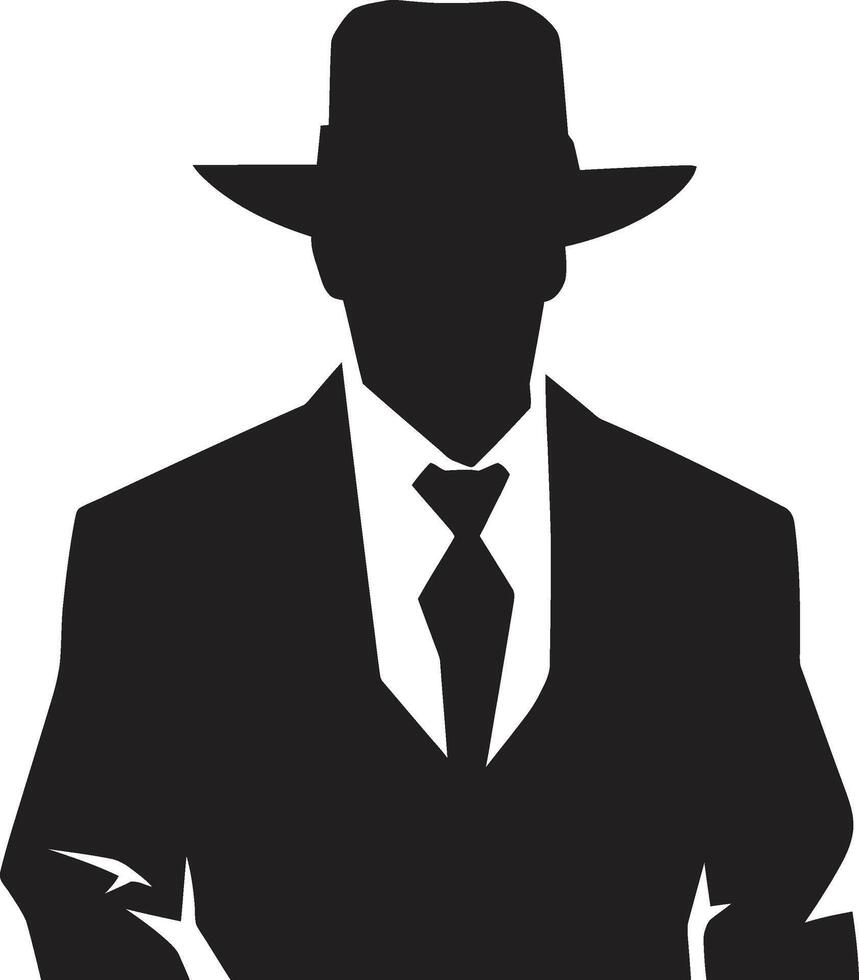 Mobster Magnificence Mafia Crest Gangland Garb Suit and Hat in vector