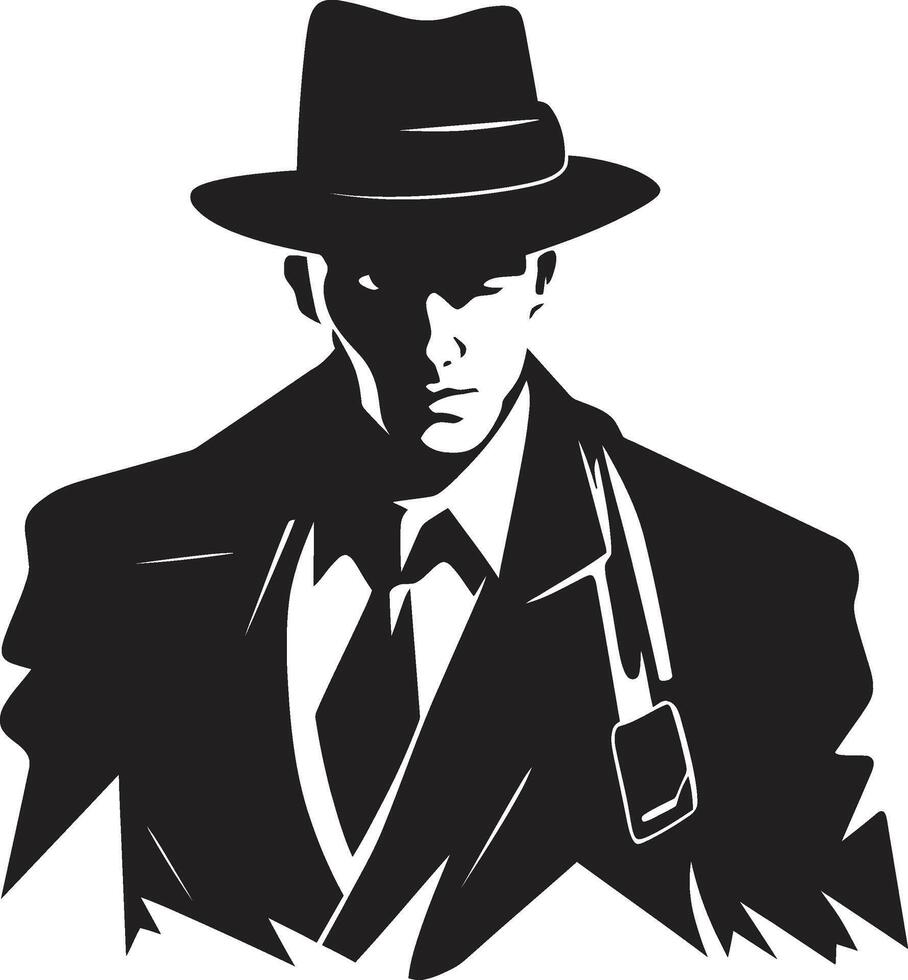Noir Nobility Emblem of Mafia Elegance Sartorial Syndicate Suit and Hat in vector