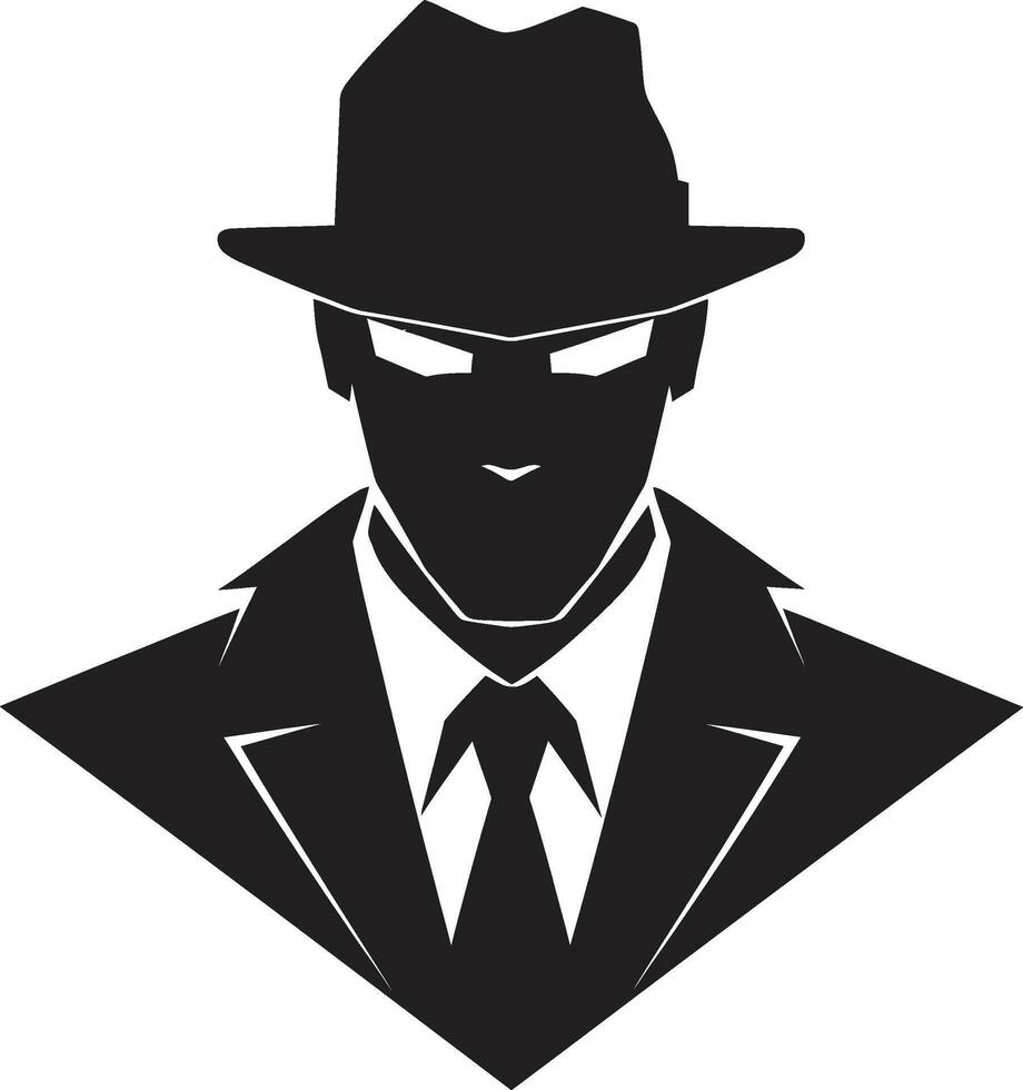 Syndicate Sovereignty Mafia Emblem Elegant Enforcer Insignia Suit and Hat Symbol vector