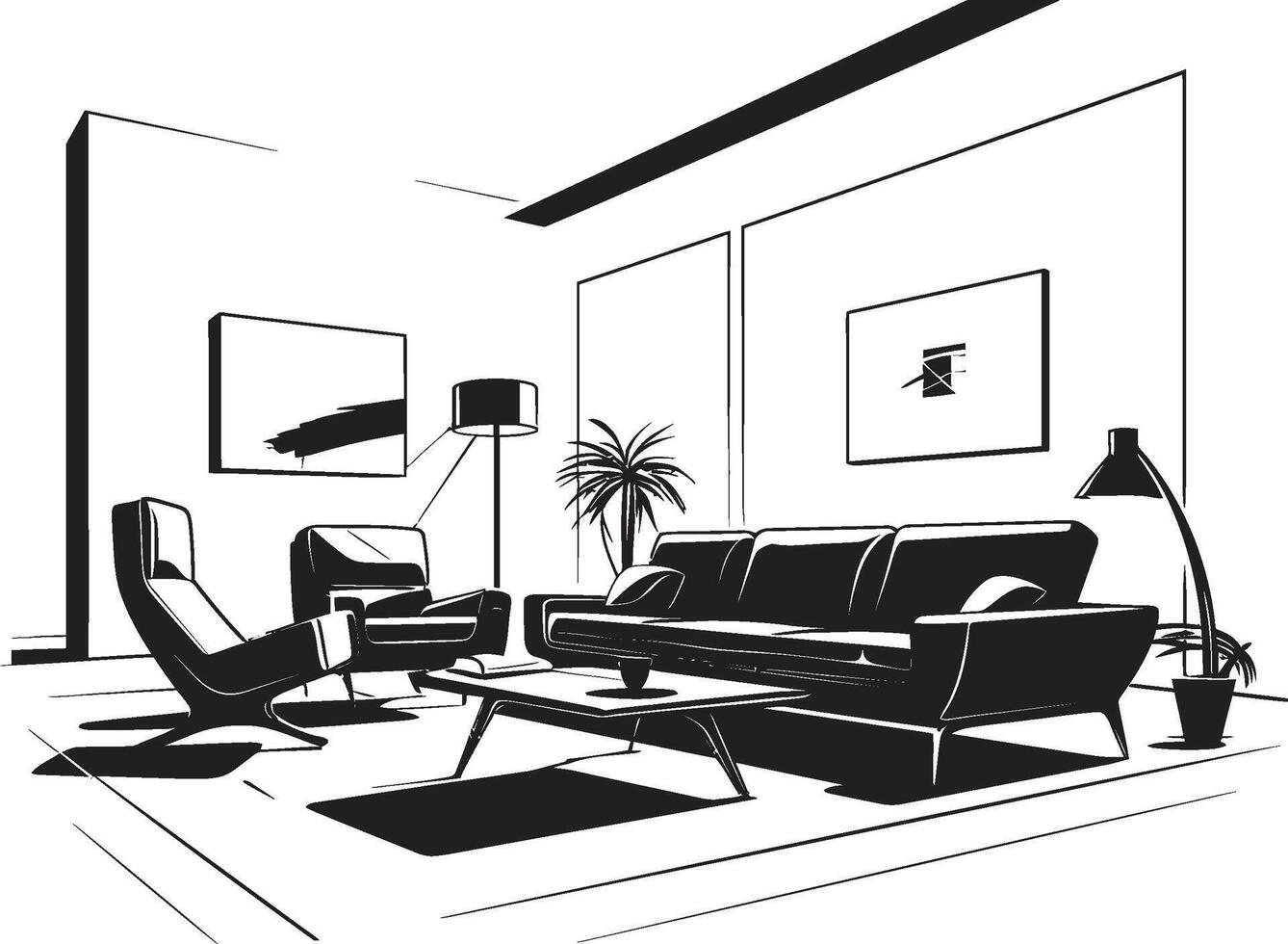 noir vivo s emblemas en negrita negro simbolizar el esencia de moderno casa interior contemporáneo santuario elegante negro s iluminar el moderno comodidades de casa interiores vector