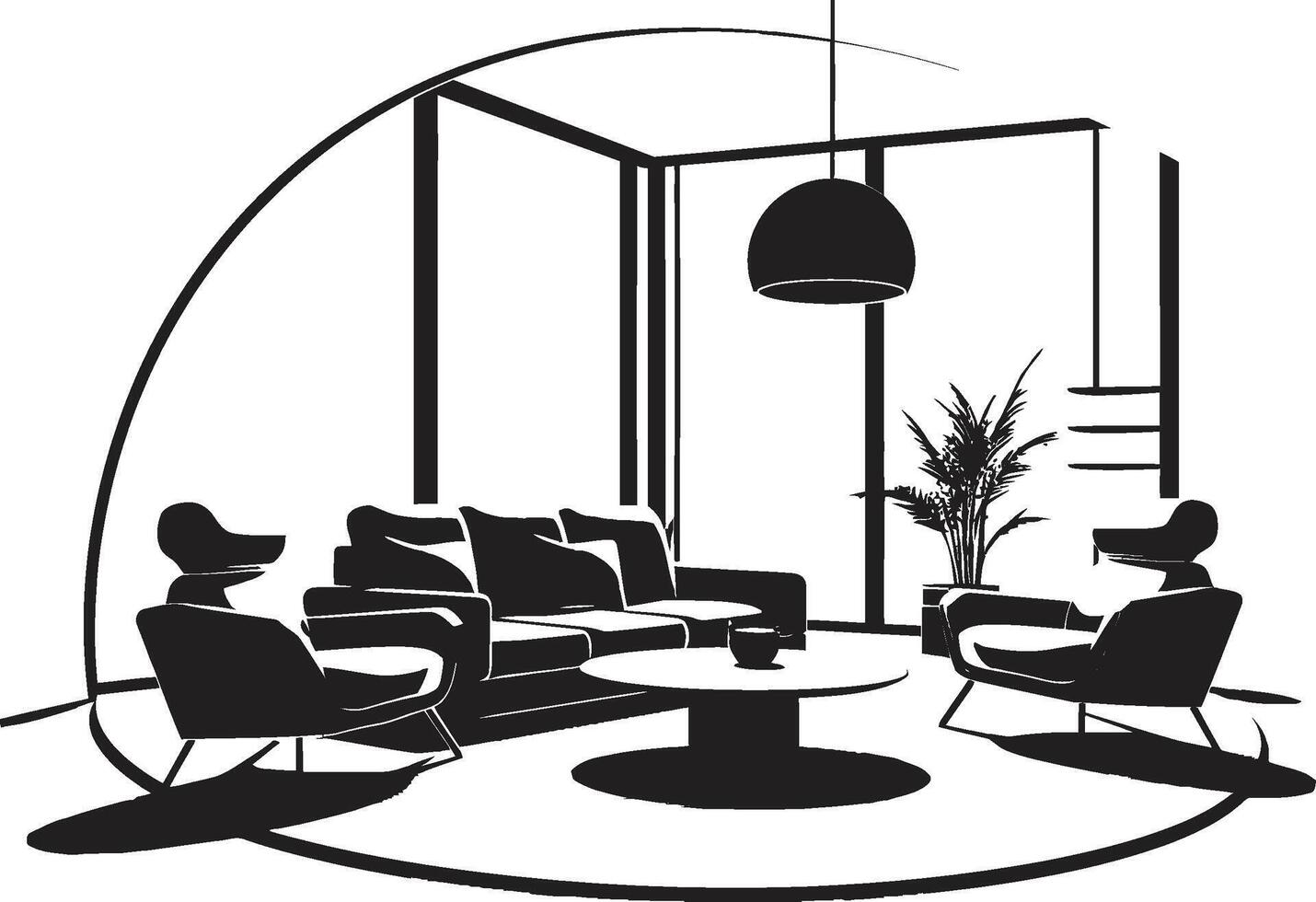 City Dwelling Symmetry Sleek s Illuminate the Harmony in Modern House Interior Styles Chic Abode s Black s Portray the Elegance of Contemporary House Interiors vector