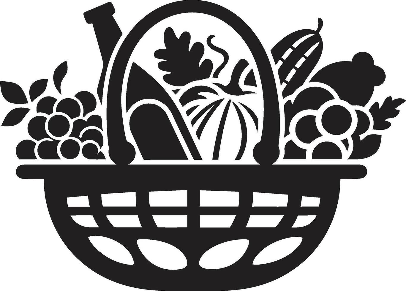 Organic Opulence in Black for Nutritional Fruit Bliss Gastronomic Gems 90 Word ic for Nutritional Fruit Medley vector