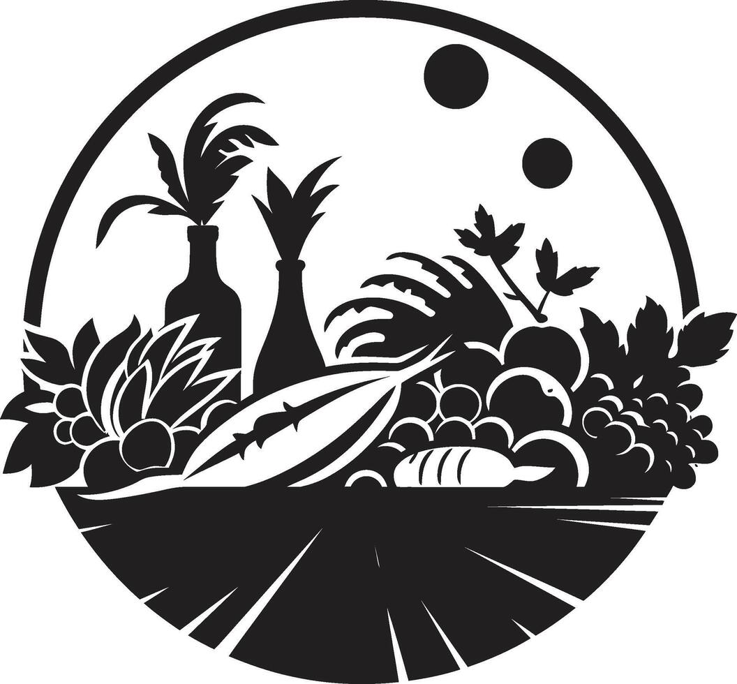 Healthful Bounty Unveiled Emblems in Bold Black Showcase the Abundance of Nutritional Fruits Balanced Wellness Bold Black s Capture the Wholesome Goodness of a Nutritional Fruit Bas vector