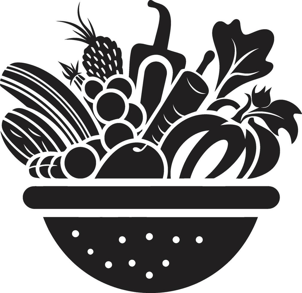 Juicy Nutrient Fusion Sleek Black s Showcase the Flavorful Array of Nutritional Fruits Garden Harvest s Stylish s Depicting a Nutritional Fruit Basket in Chic Black vector