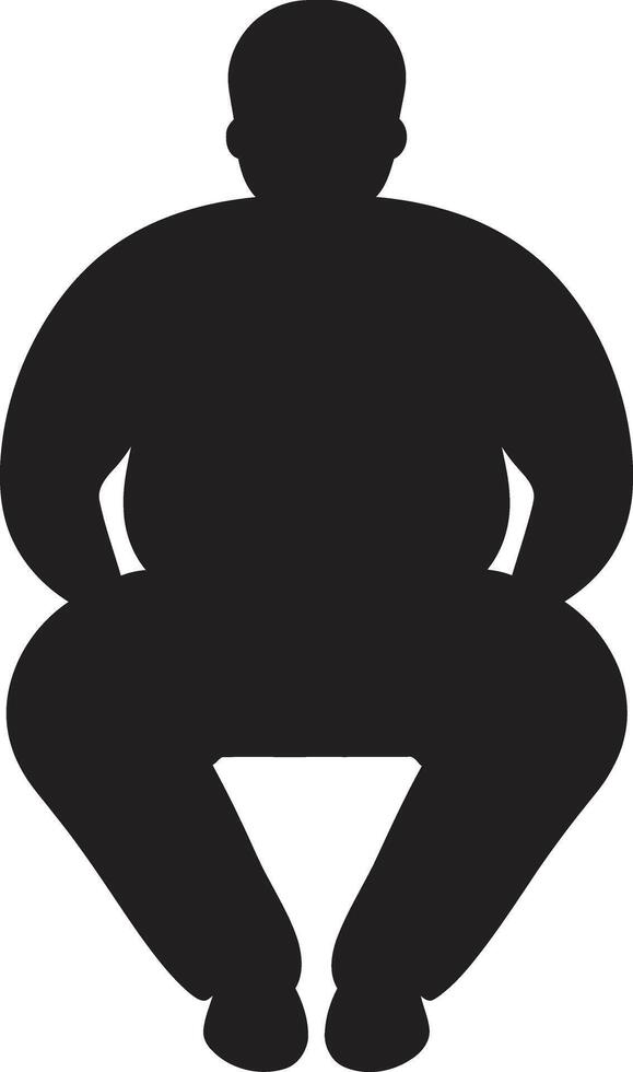 Elegance in Effort Black ic Advocating Anti Obesity Measures Balancing Act Displaying 90 Words of Human Obesity Solutions vector
