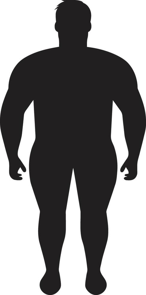 Dynamic Determination Black ic Human Figure for Obesity Revolution Fit and Fearless in Black Advocating Anti Obesity Measures vector