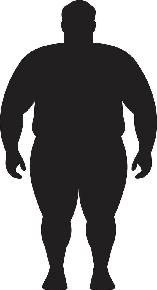 Elegance in Effort Black ic Advocating Anti Obesity Measures Balancing Act Displaying 90 Words of Human Obesity Solutions vector