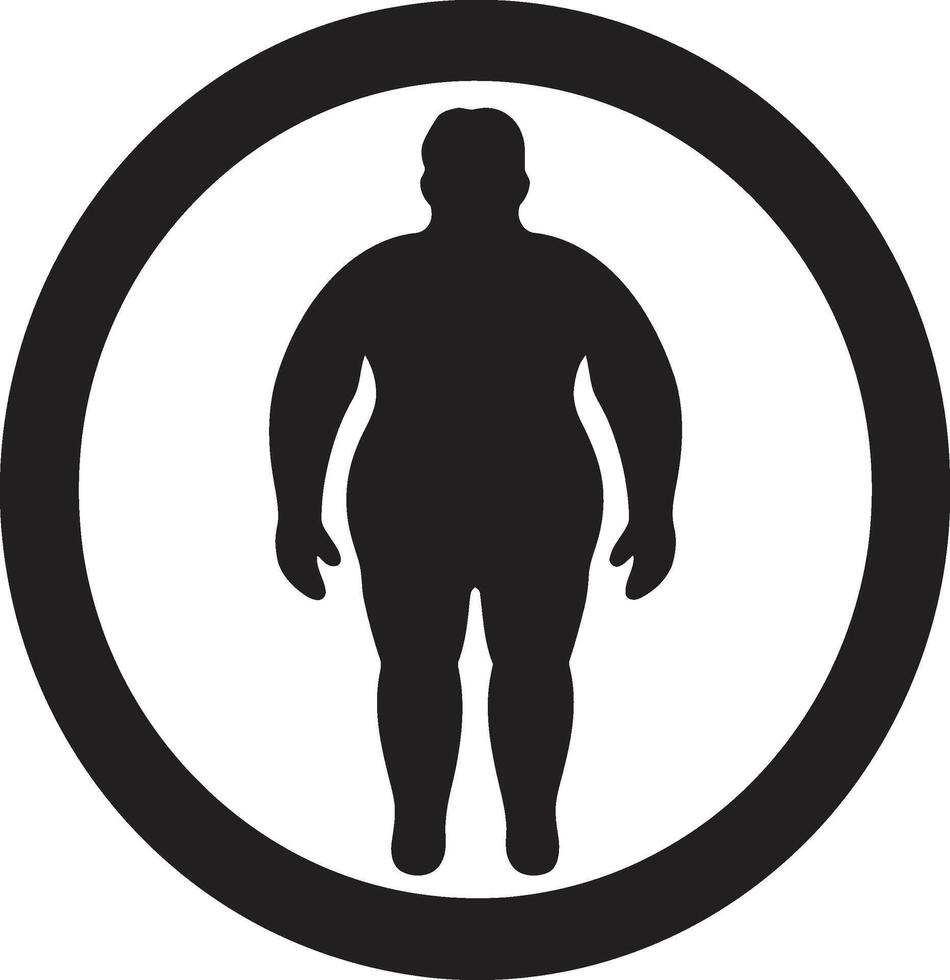 Weight Warrior Human Leading the Anti Obesity Charge in Black Sculpted Strength Black ic Emblem for Obesity Awareness in 90 Words vector