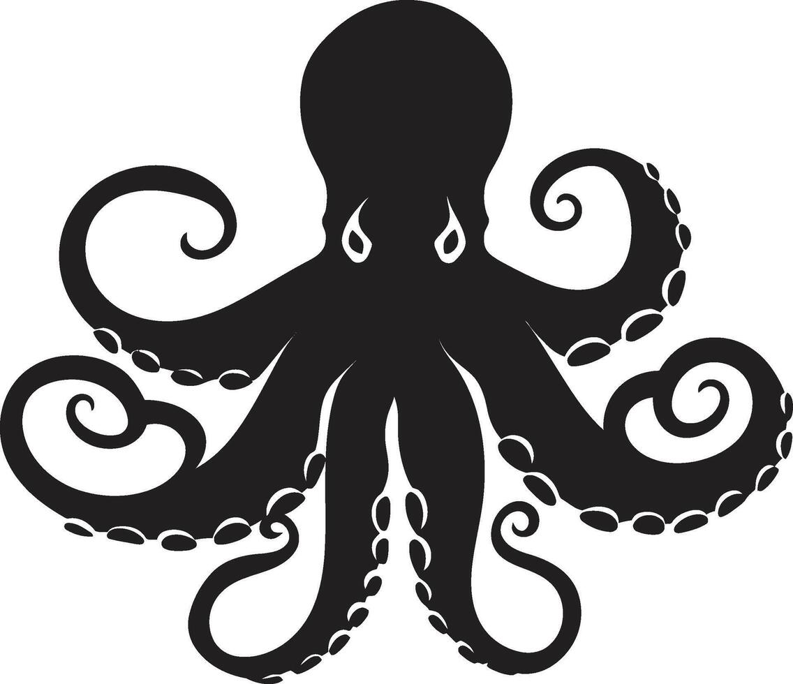 Tentacle Tango 90 Word Black ic Octopus Emblem Weaving a Tale Sleek Sea Spirit Octopus with 90 Words Unraveling Mastery vector