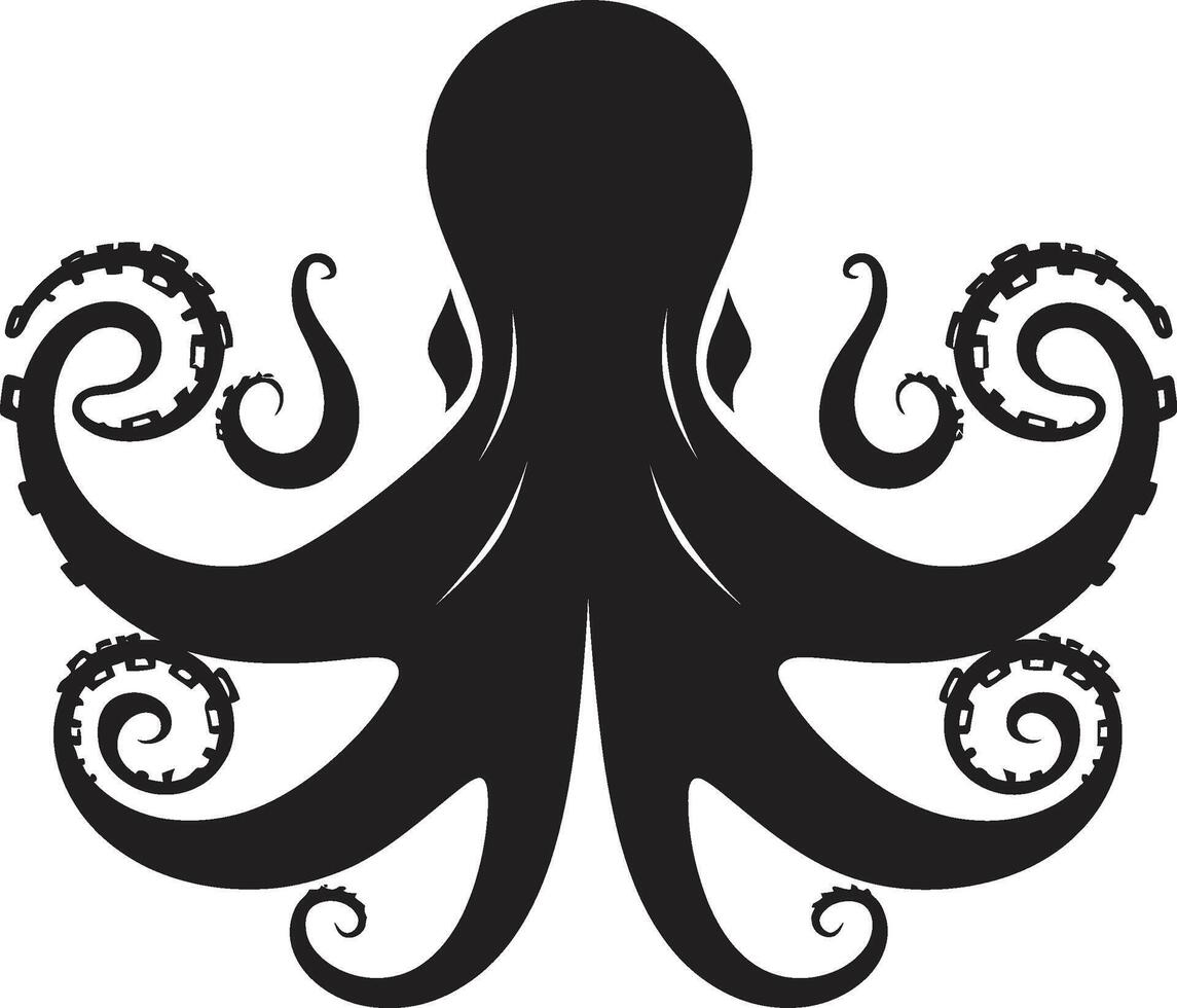 Tentacle Tango 90 Word Black ic Octopus Emblem Weaving a Tale Sleek Sea Spirit Octopus with 90 Words Unraveling Mastery vector