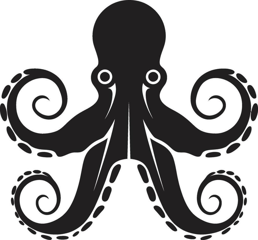 Sleek Sea Sentinel 90 Word Black ic for an Octopus Adventure Dynamic Depths Unveiling a 90 Word Underwater Symphony with Octopus Elegance vector