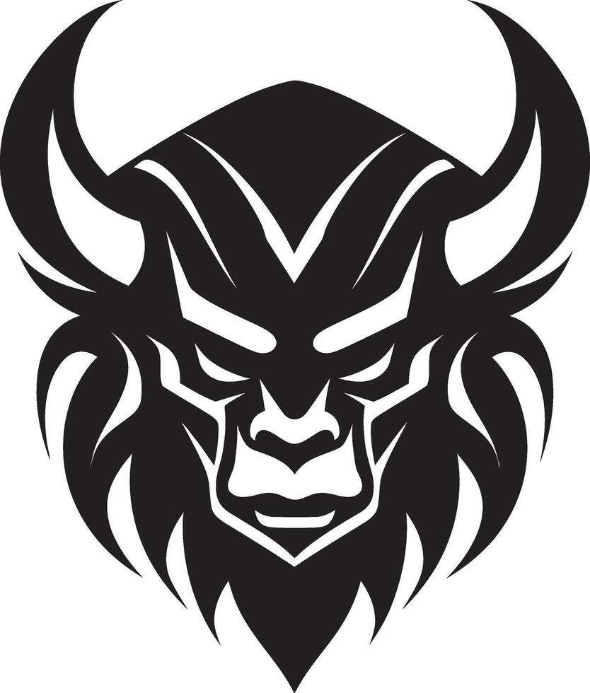 Modern Oni Mask Stylish Black with a Touch of Mystery Noir Oni Symbol Elegant for a Captivating Brand vector