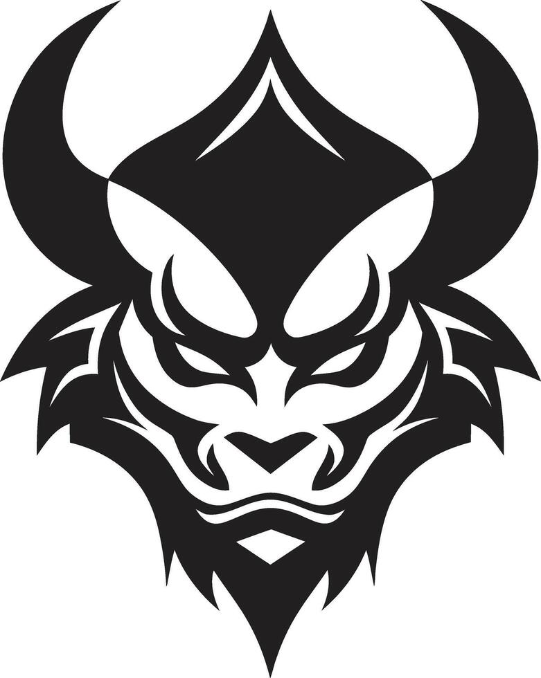 Chic Oni Face Minimalistic Black for a Trendy Look Black Oni Emblem Stylish Art with Japanese Flair vector