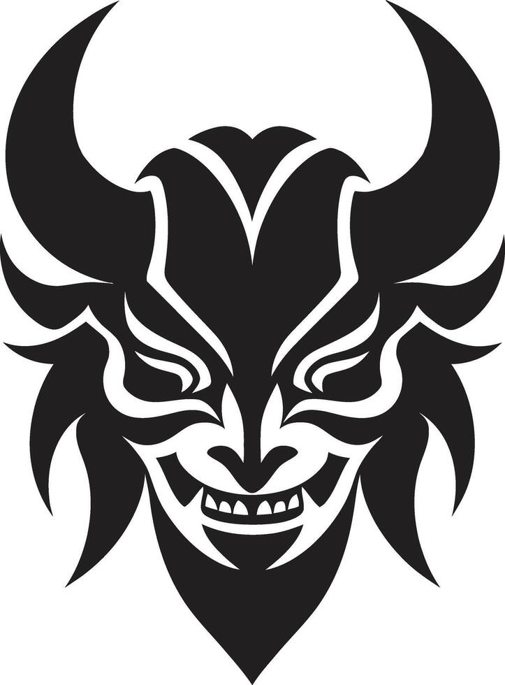 Sleek Oni Head Elegant Black with Japanese Influence Chic Oni Dark for a Contemporary Brand Identity vector