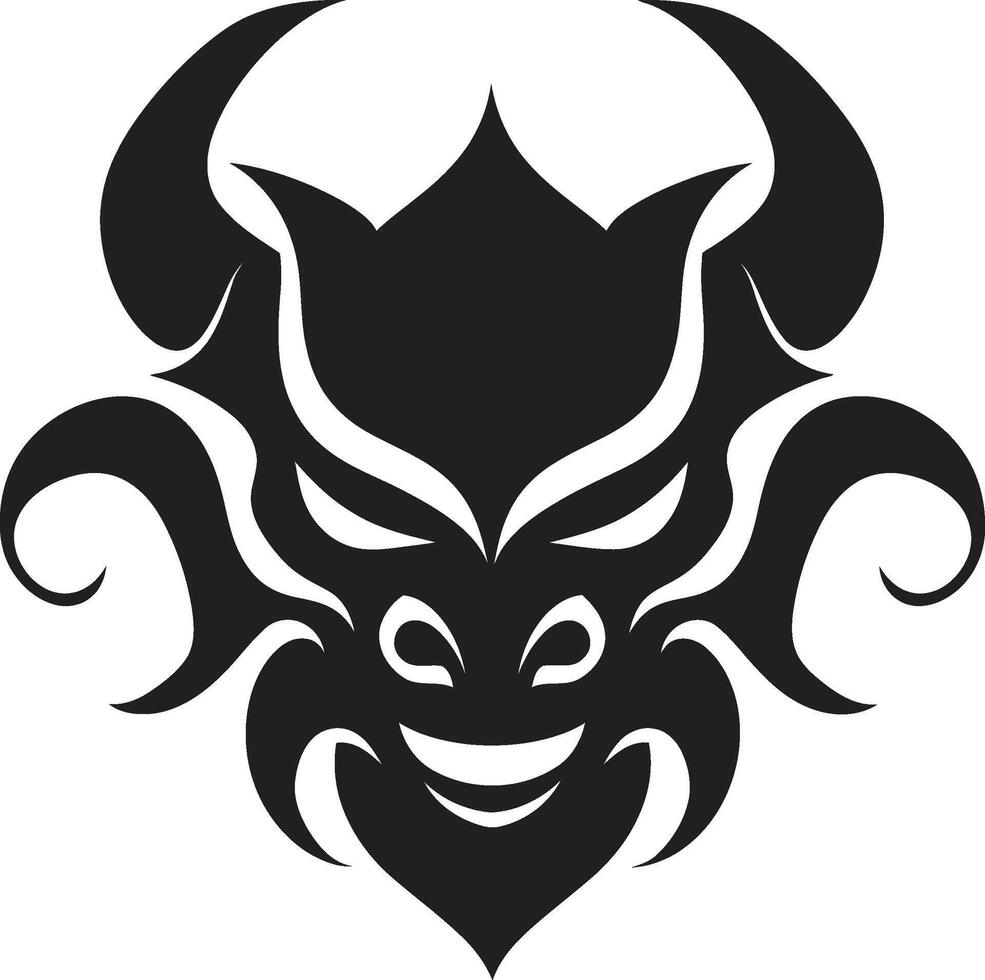 Eerie Oni Contemporary Black with Intricate Details Shadowy Oni Symbol Stylish Art with a Mysterious Touch vector
