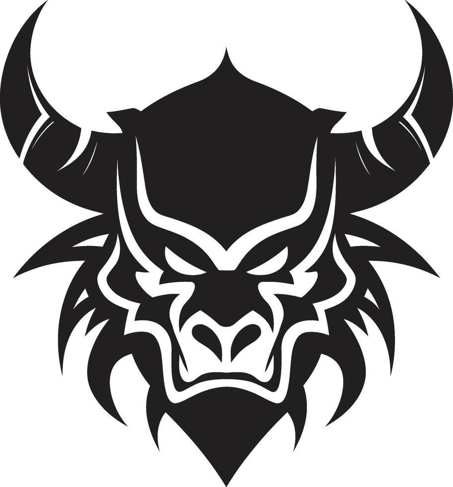 Eerie Oni Mask Noir Inspired for a Striking Brand Shadowy Oni Face Stylish Black Emblem with Japanese Flair vector