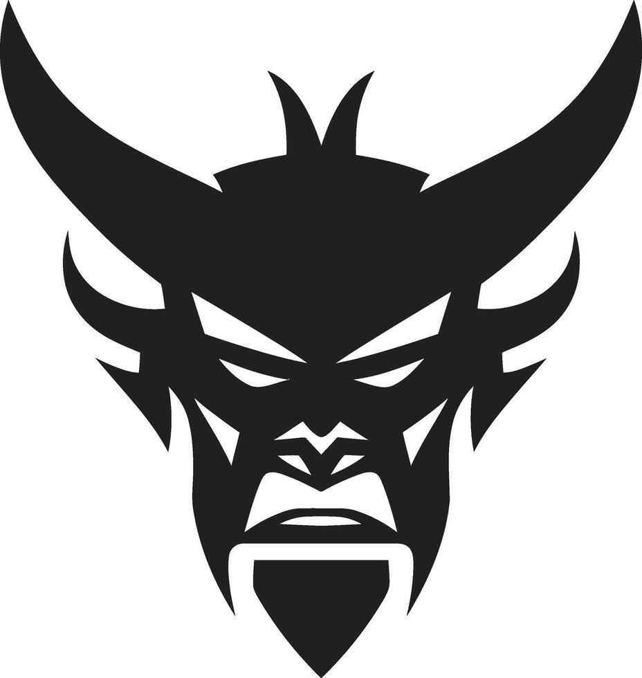 Contemporary Oni Profile Sleek Black for a Unique Brand Chic Oni Graphic Intricate Illustration in Noir vector