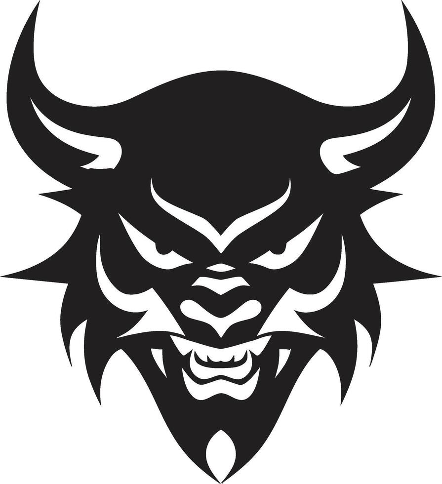Bold Oni Head Stylish Black with a Mysterious Touch Shadowed Oni Mask Elegant Art for a Captivating Brand Identity vector
