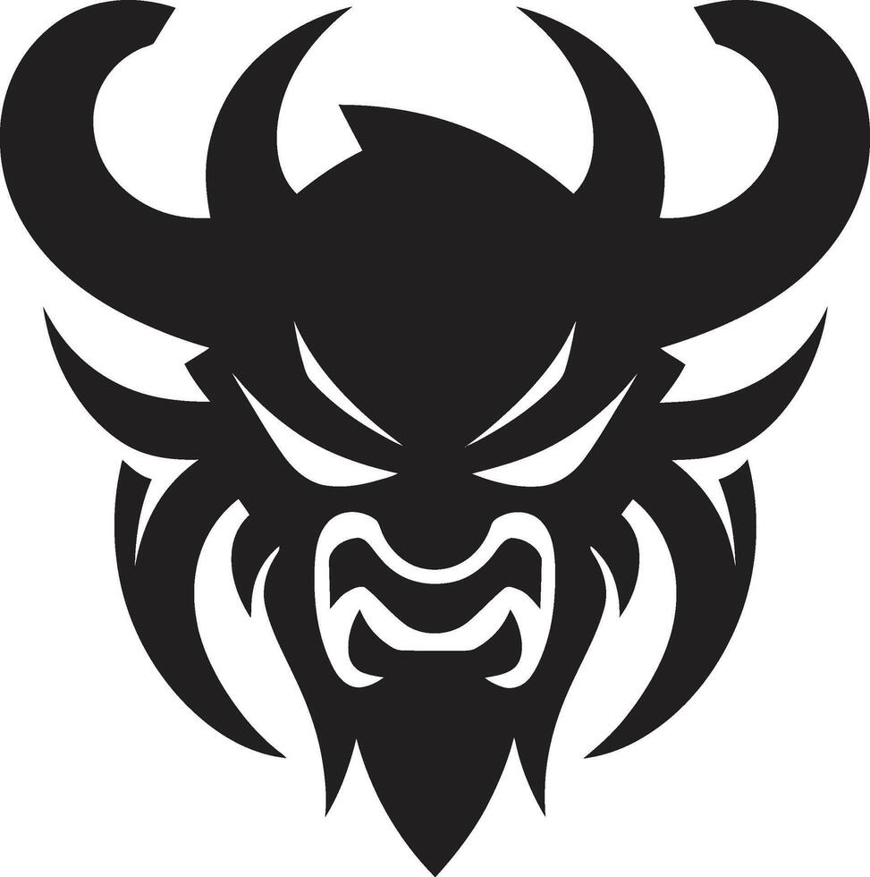 Intricate Oni Graphic Noir Inspired Eerie Oni Mask Elegant Black with a Mysterious Touch vector