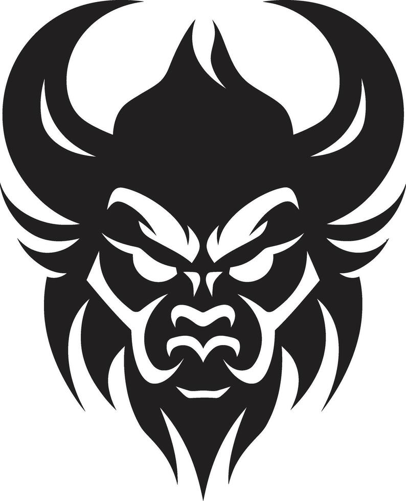 Eerie Oni Noir Dark with Japanese Flair Contemporary Oni Profile Sleek Black for a Unique Brand vector