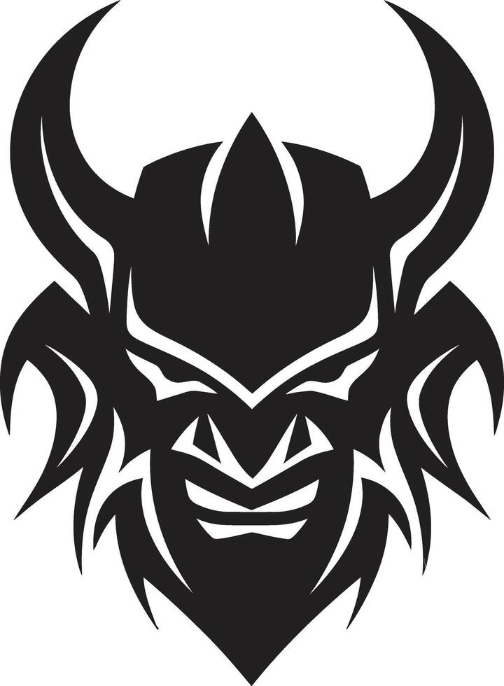Intricate Oni Head Dark with a Mysterious Touch Mystical Oni Silhouette Contemporary Black vector