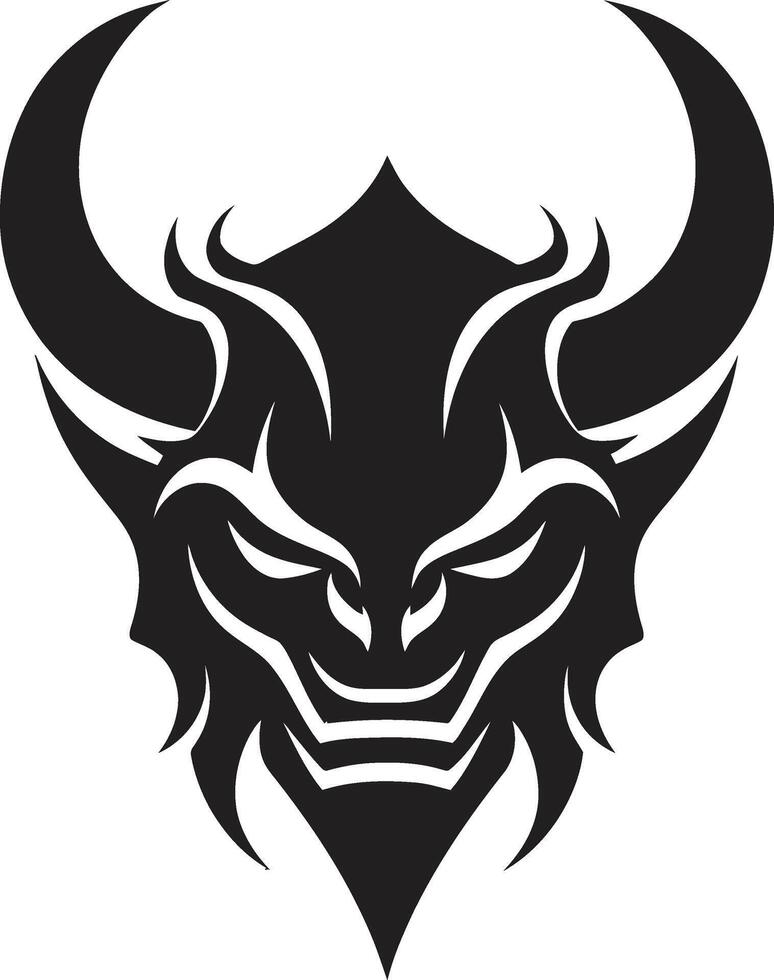 Intricate Oni Symbol Dark with a Mysterious Twist Japanese Demon Stylish Oni Head in Black for a Captivating vector