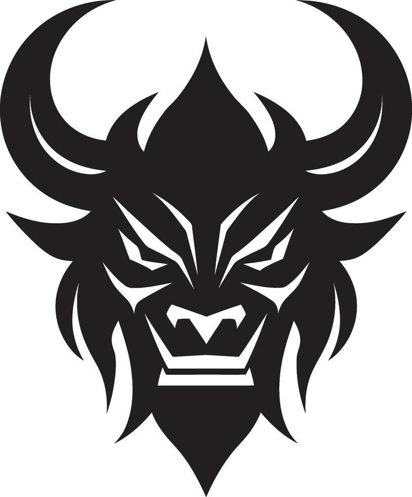 Modern Oni Noir Stylish Art for a Bold Brand Identity Intricate Oni Head Dark with a Mysterious Touch vector