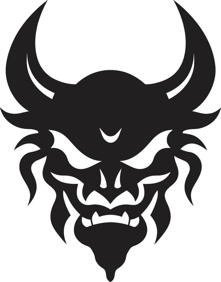 Noir Oni Graphic Chic Black Emblem with Japanese Influence Contemporary Oni Noir Sleek for Modern Branding vector