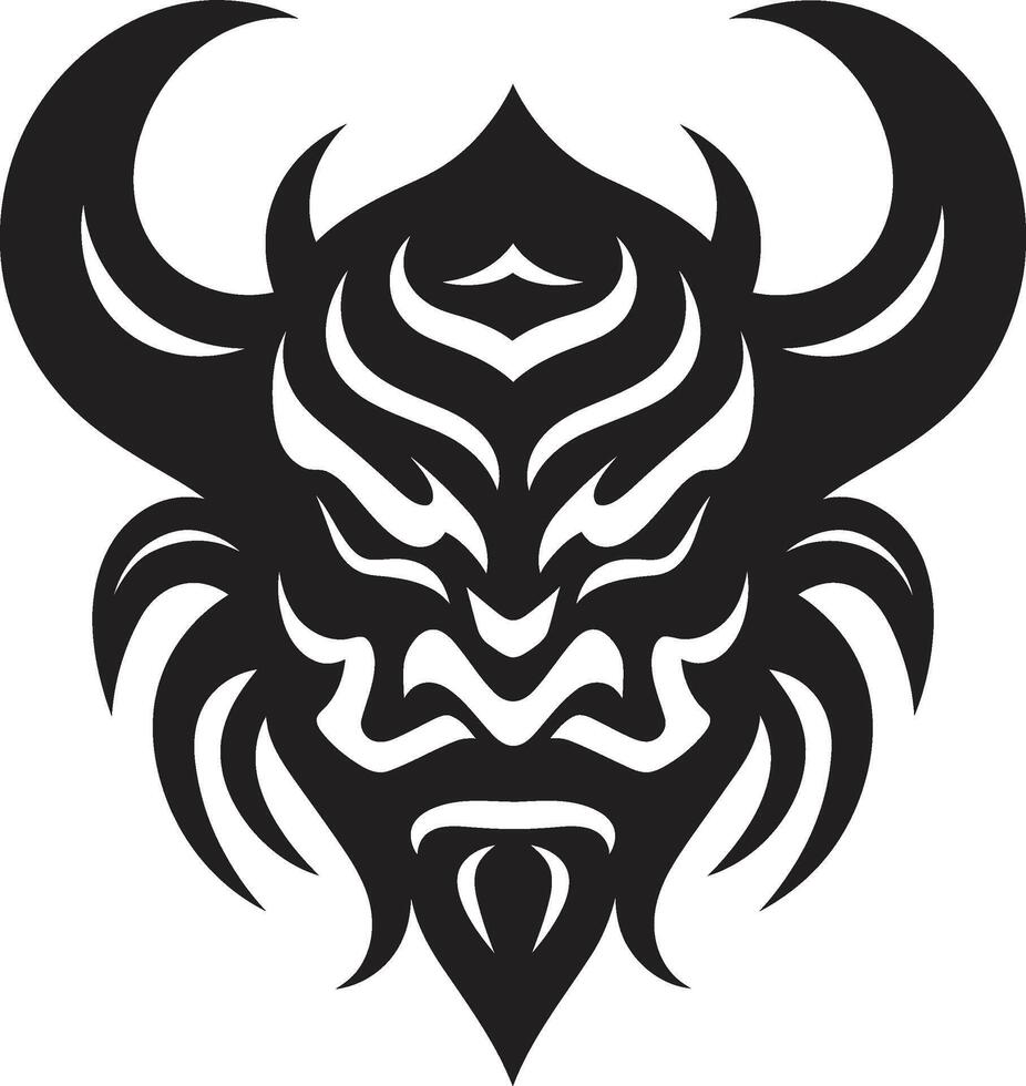 Noir Oni Silhouette Stylish Black for a Captivating Intricate Oni Face Modern Illustration in Noir vector